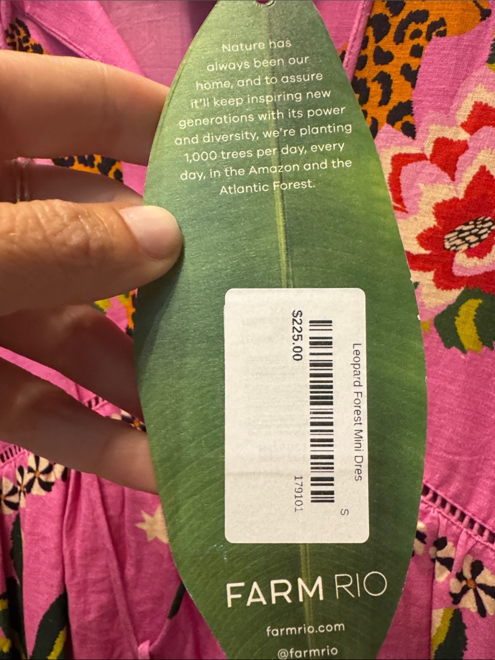 FARM Rio Hot Pink Leopard Floral Tropical Zip-Front Tunic with Green Palm Motif - Picture 3 of 3
